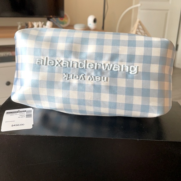 alexander wang blue and white check mini scrunchie bag - Picture 4 of 8